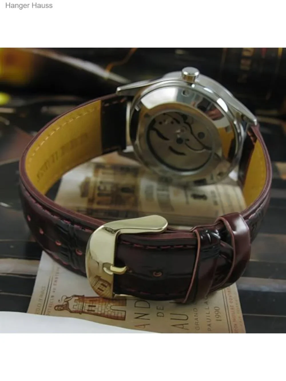 Men's Automatic Mechanical Watch - Leather Band, Day Calendar, Waterproof